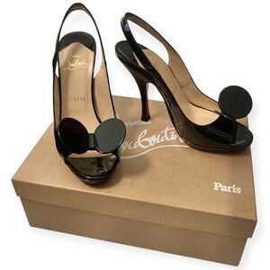 Christian Louboutin Miss Mouse 120 Black Patent Leather High Heels Mickey Siz 37